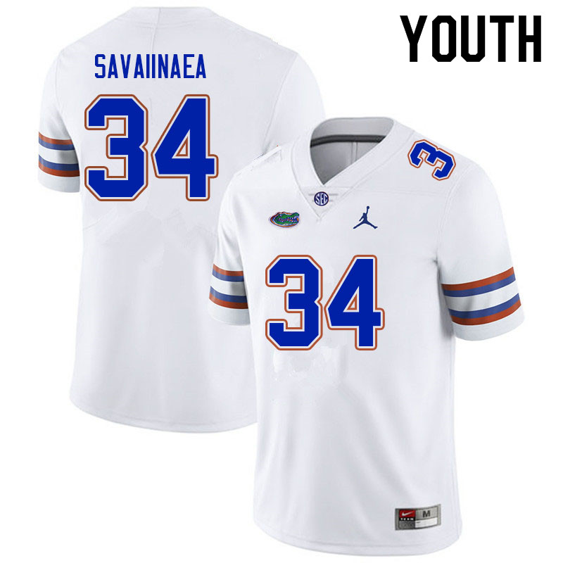 Youth #34 Andrew Savaiinaea Florida Gators College Football Jerseys Sale-White